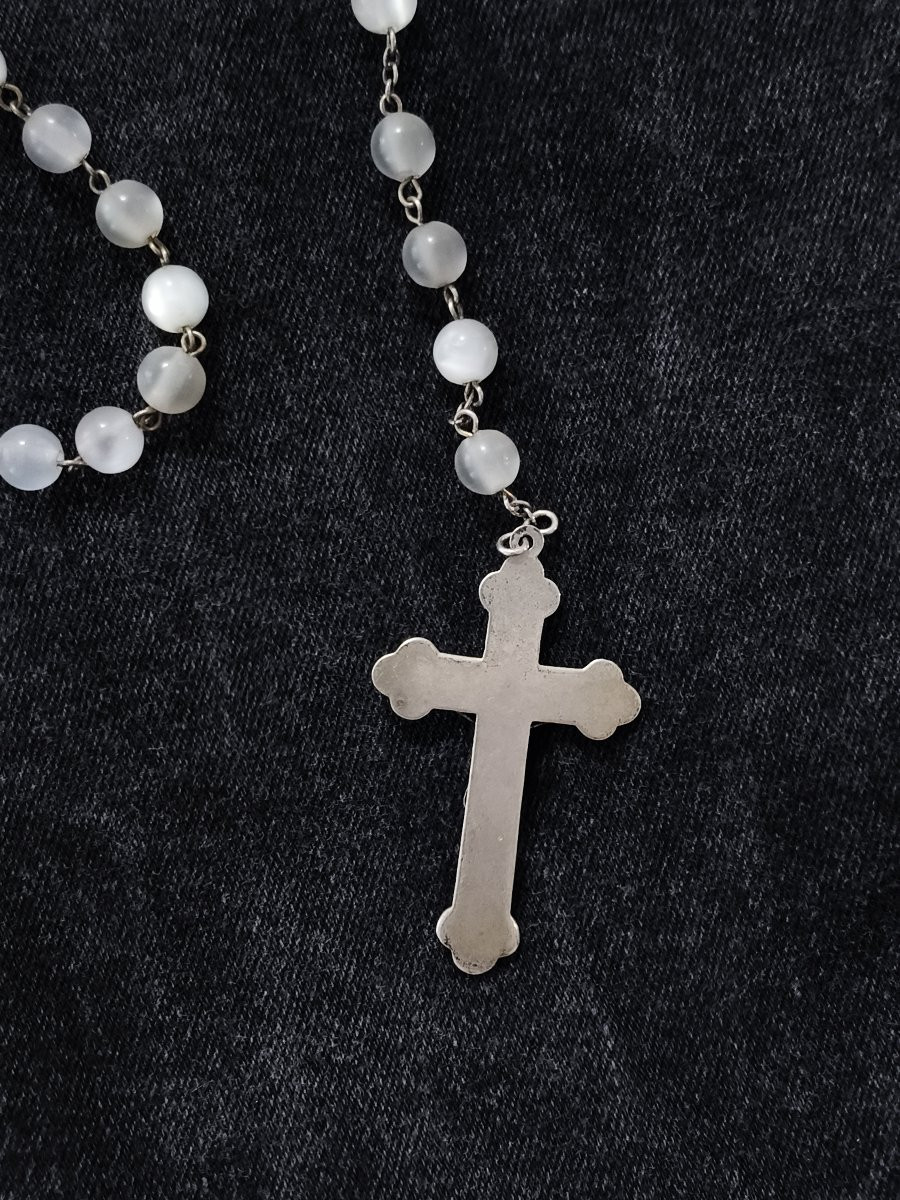 19th Cent. Rosary Mother-of-pearl Beads Silvered. Seville, Spain-photo-1