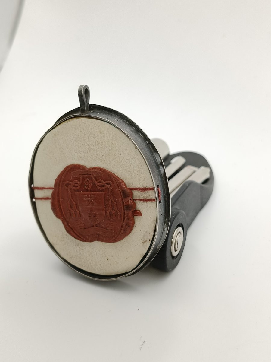 Reliquaire contenant 4 reliques : saint François, saint Thomas, Domus Lauretana + sceau de cire-photo-2