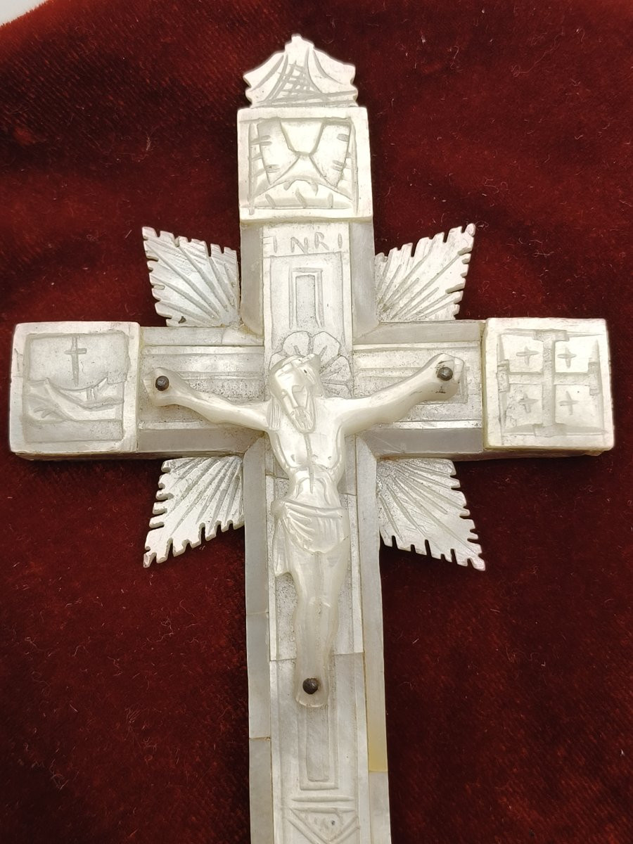 Reliquaire de la Passion du Christ, Croix de pèlerin, Nacre, Jérusalem, XIXe siècle.-photo-4