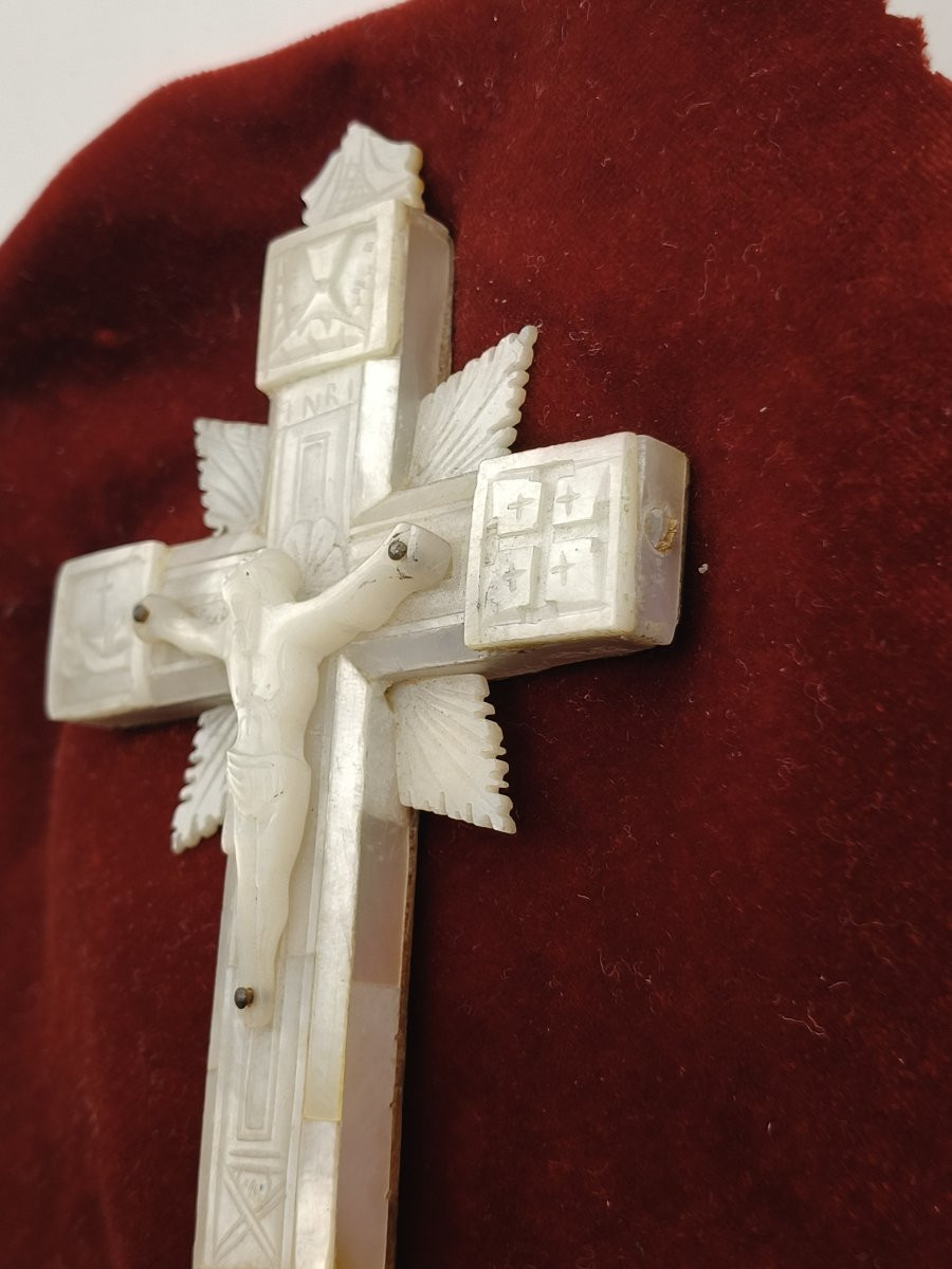 Reliquaire de la Passion du Christ, Croix de pèlerin, Nacre, Jérusalem, XIXe siècle.-photo-1