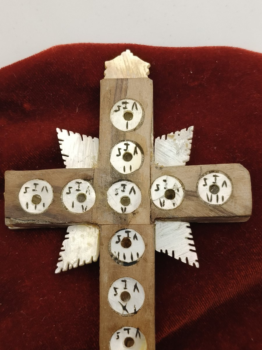 Reliquaire de la Passion du Christ, Croix de pèlerin, Nacre, Jérusalem, XIXe siècle.-photo-4