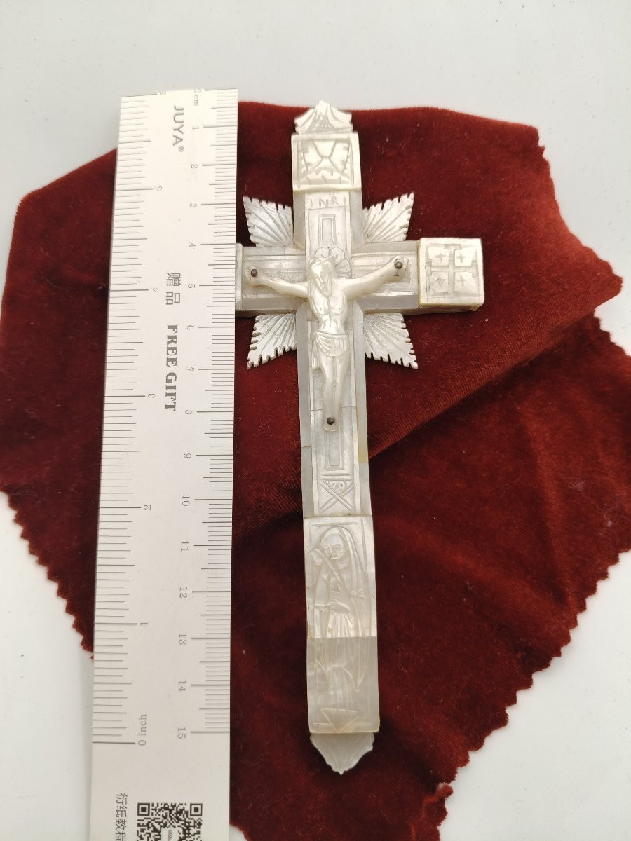 Reliquaire de la Passion du Christ, Croix de pèlerin, Nacre, Jérusalem, XIXe siècle.-photo-6