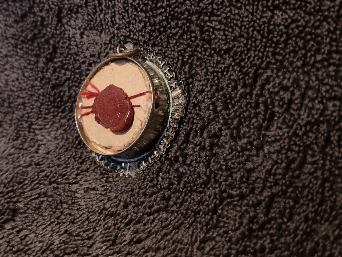 19thc Silver Reliquary 1st Class Relic St Peter Claver+wax Seal-photo-4