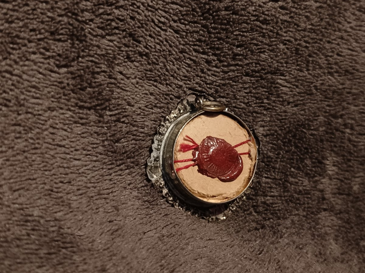 19thc Silver Reliquary 1st Class Relic St Peter Claver+wax Seal-photo-1