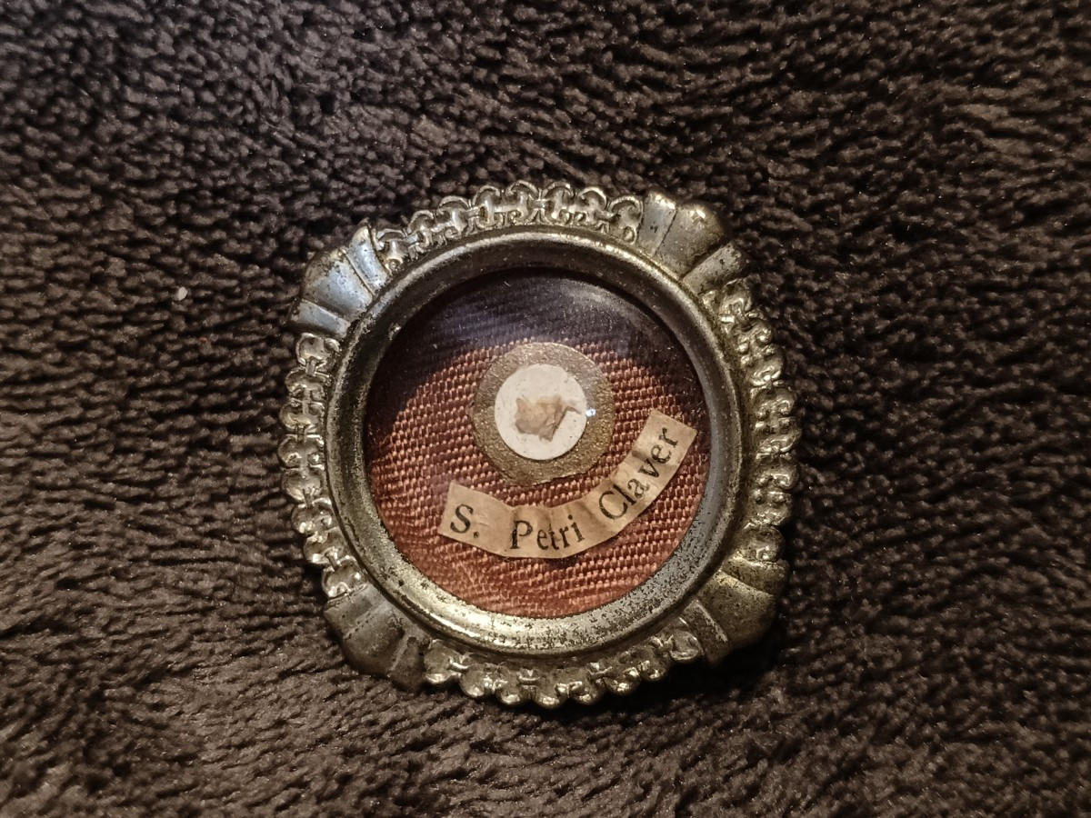 19thc Silver Reliquary 1st Class Relic St Peter Claver+wax Seal