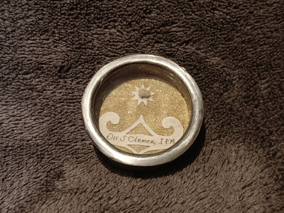 19th Cent Reliquary 1st Class Relic St Clement + Wax Seal