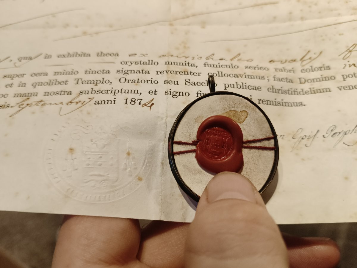 Reliquary 1st Class Relic Of  St Lucy, St Catherine+ Document Coa-photo-4