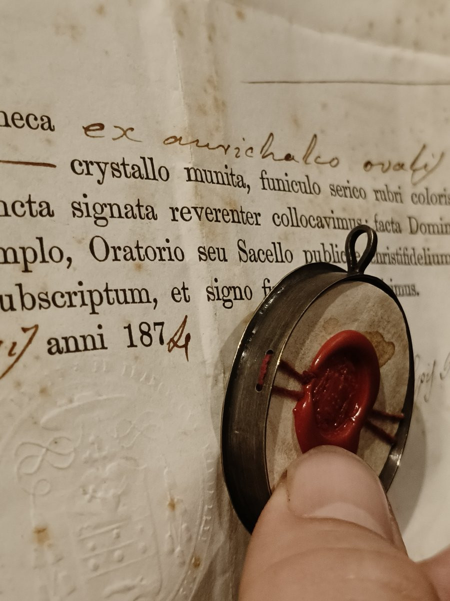 Reliquary 1st Class Relic Of  St Lucy, St Catherine+ Document Coa-photo-3