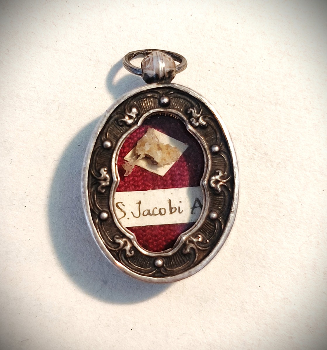 Silver Reliquary 1st Class Relic St. James The Great + Wax Seal 19th Cent