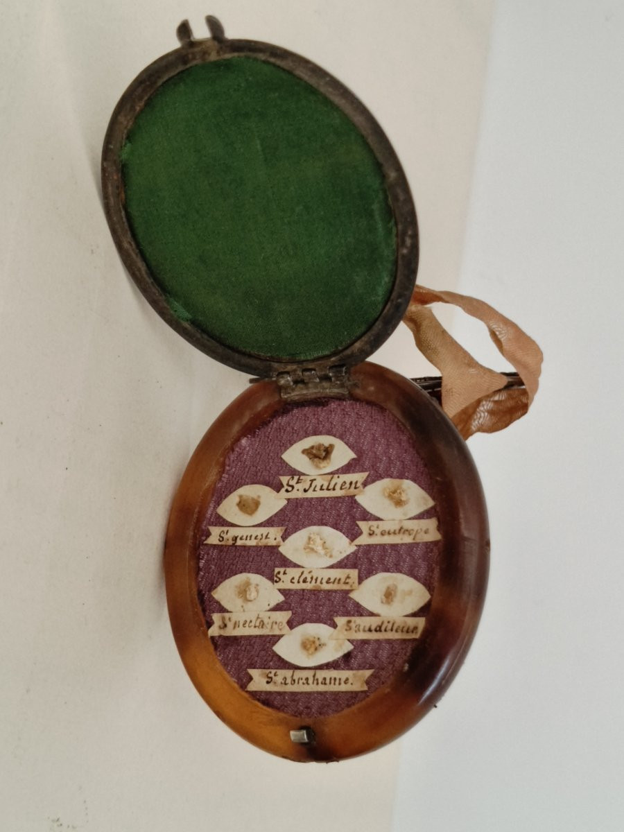 18th Cent Silver Reliquary 10 Relics Our Lady St Julian St Nectarius St Claude-photo-1