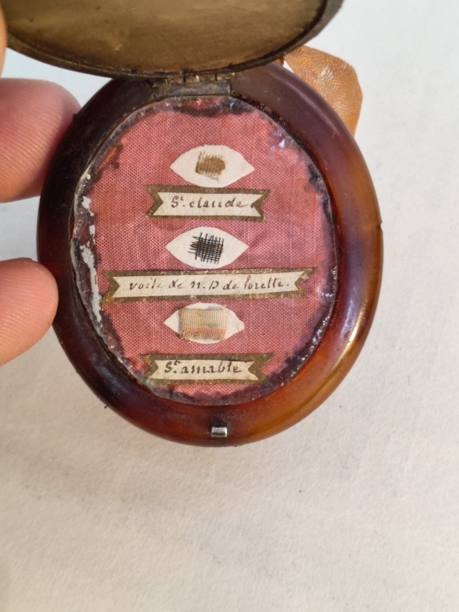 18th Cent Silver Reliquary 10 Relics Our Lady St Julian St Nectarius St Claude-photo-2