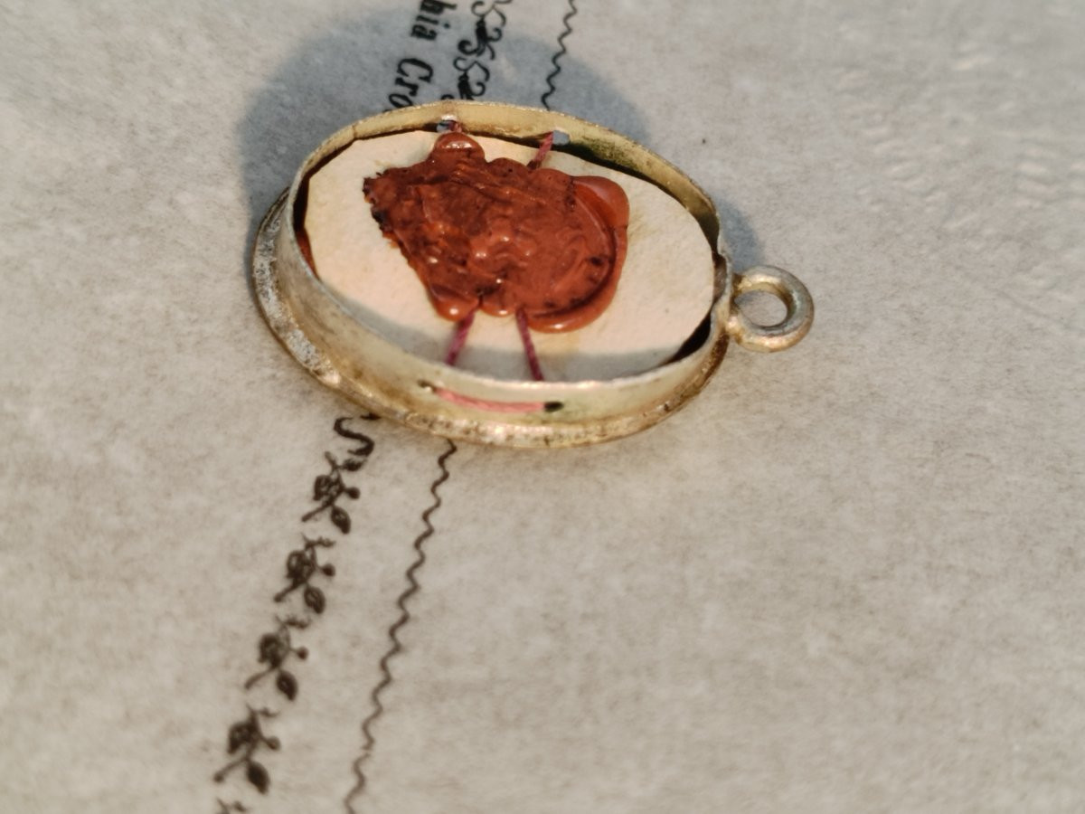  Reliquary 1st Class Relic St. Julian St. Petronilla St J. F. Regis + Document Coa-photo-5