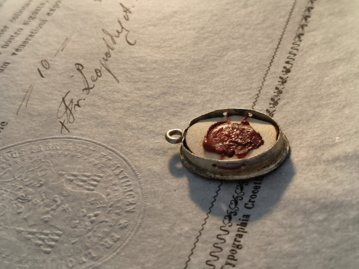  Reliquary 1st Class Relic St. Julian St. Petronilla St J. F. Regis + Document Coa-photo-6