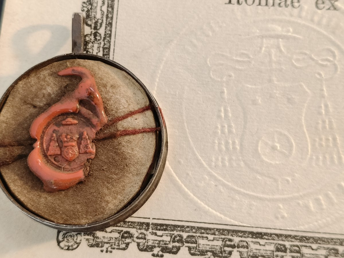 Silver Reliquary 1st Class Relic St. Mauritius + Document Coa-photo-1