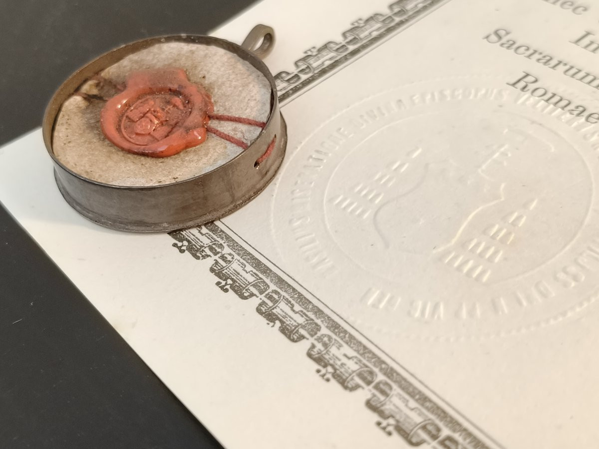 Silver Reliquary 1st Class Relic St. Gregory + Document Coa-photo-4