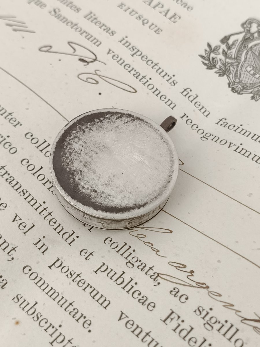 Silver Reliquary 1st Class Relic St. Gregory + Document Coa-photo-2