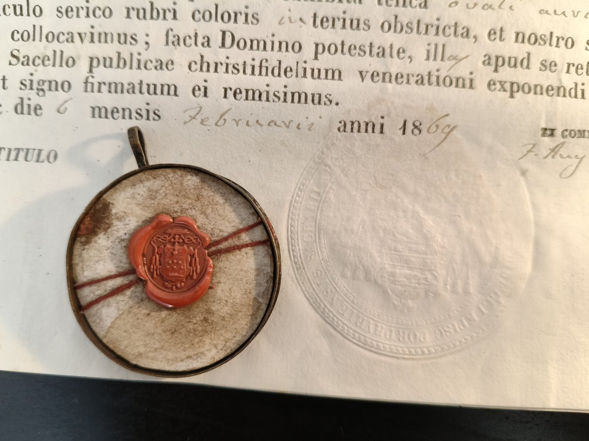 Reliquary 4 Relics St Augustine St Jerome St Ambrose St Athanasius+ Document Coa-photo-4