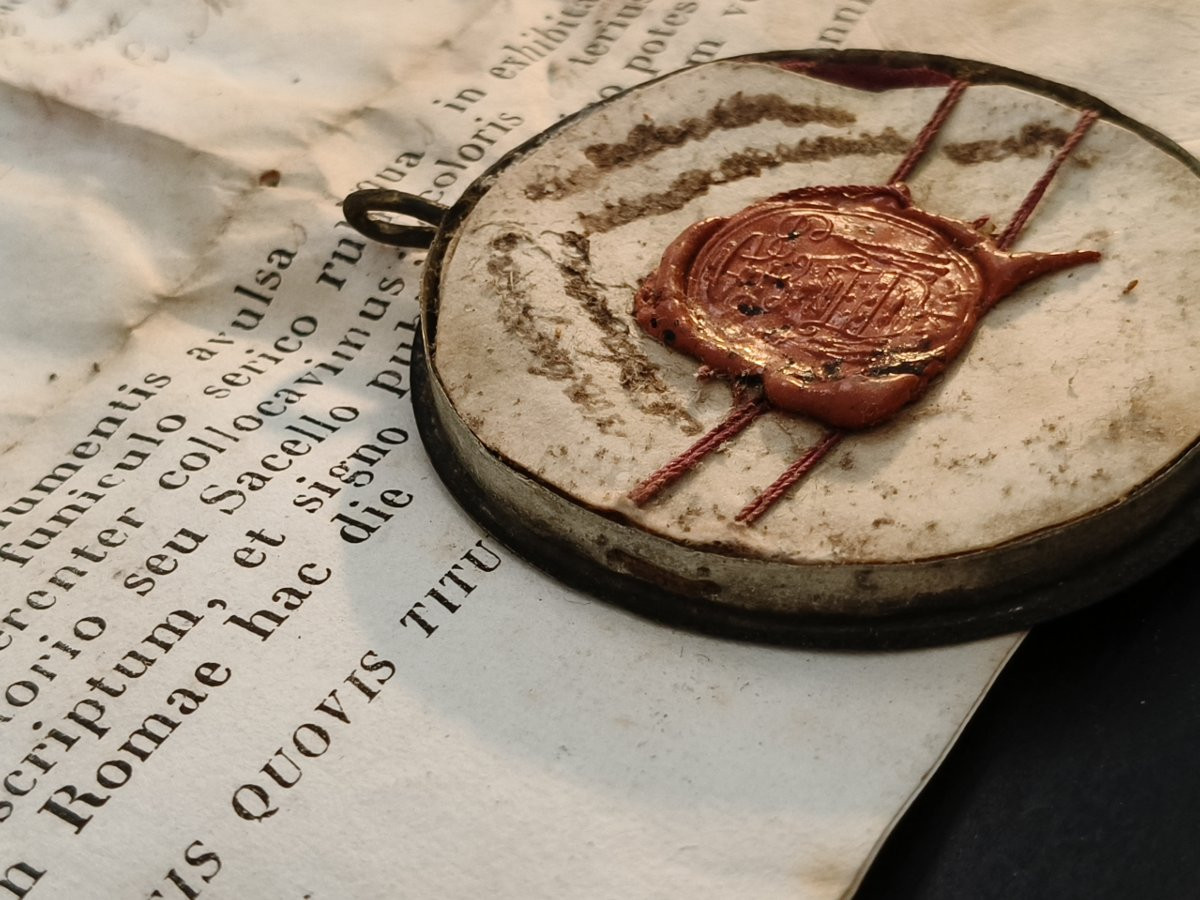 Reliquary 1st Class 17 Relics Titulus Crucis & 12 Apostles + Document Coa-photo-6