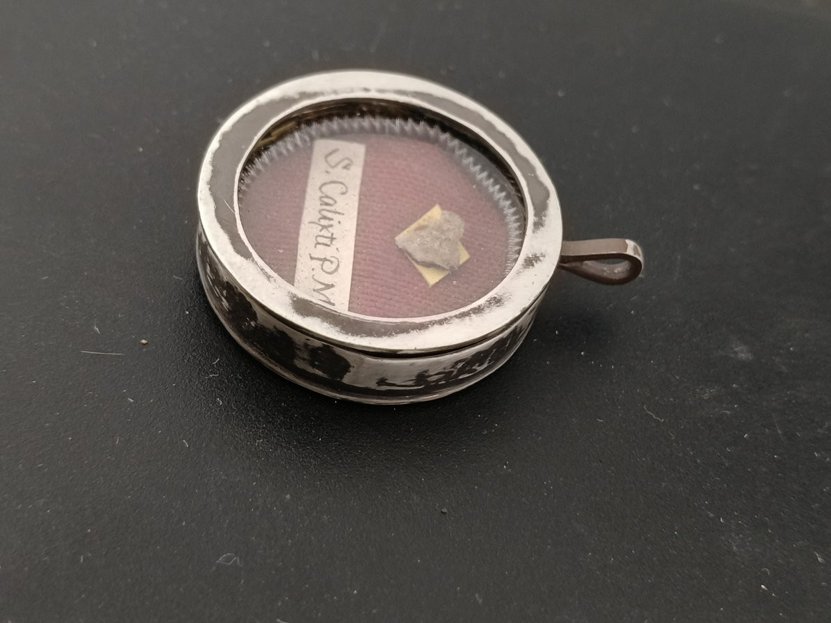 Silver Reliquary 1st Class Relic St. Calixtus + Wax Seal-photo-2