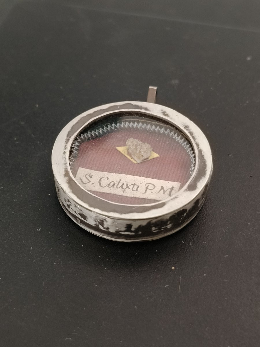Silver Reliquary 1st Class Relic St. Calixtus + Wax Seal-photo-3