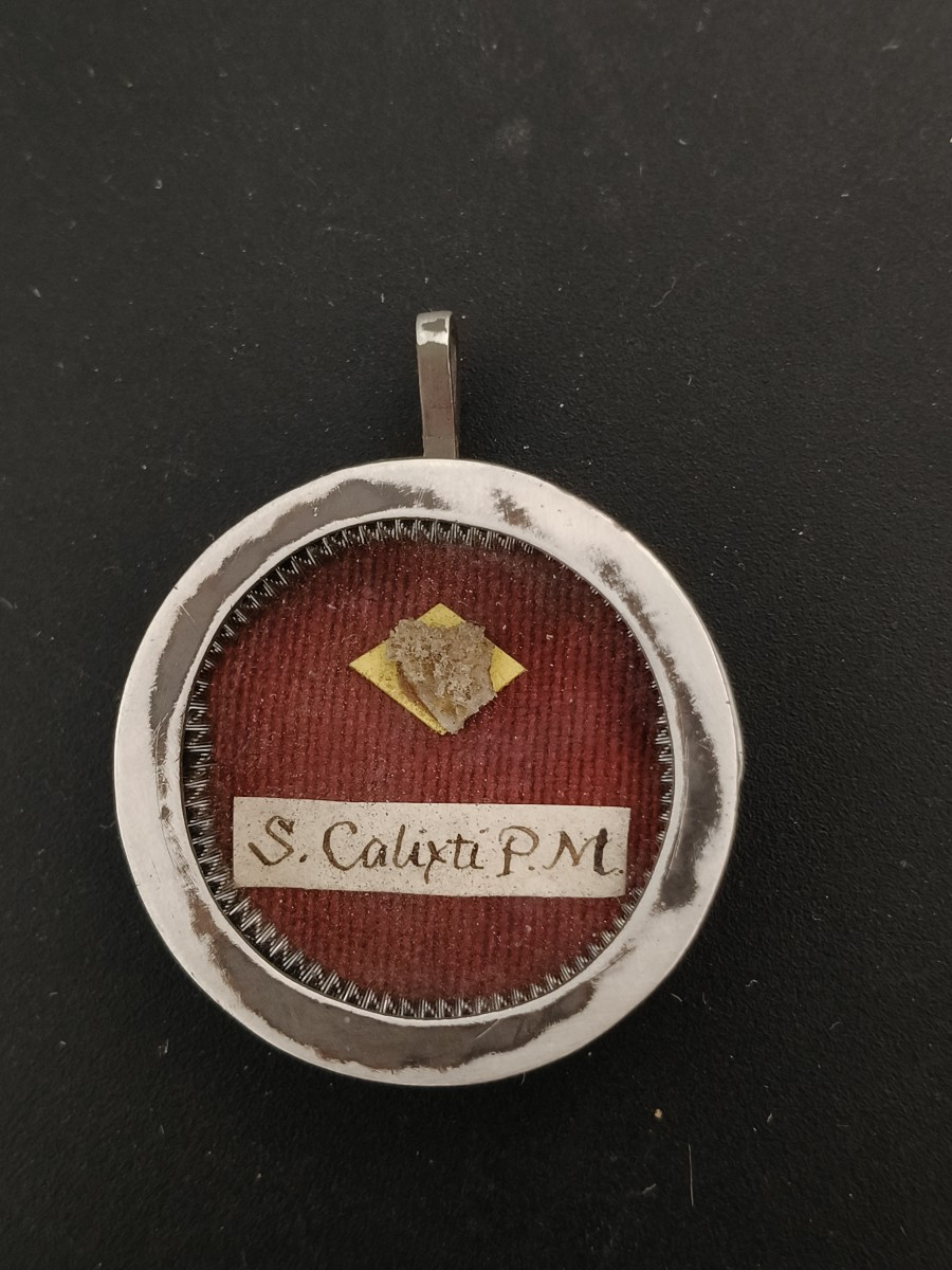 Silver Reliquary 1st Class Relic St. Calixtus + Wax Seal