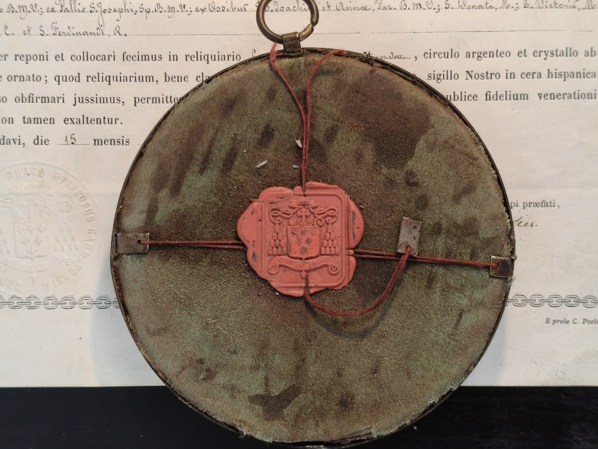 Reliquary 10 Relic St Joseph, Virgin Mary, John Baptist, John Ap. + Coa Document-photo-4