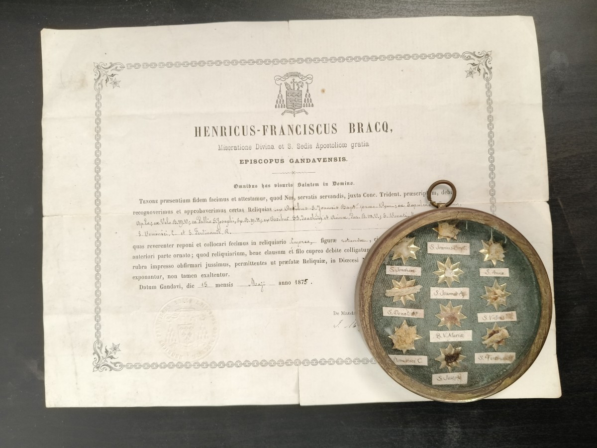 Reliquary 10 Relic St Joseph, Virgin Mary, John Baptist, John Ap. + Coa Document