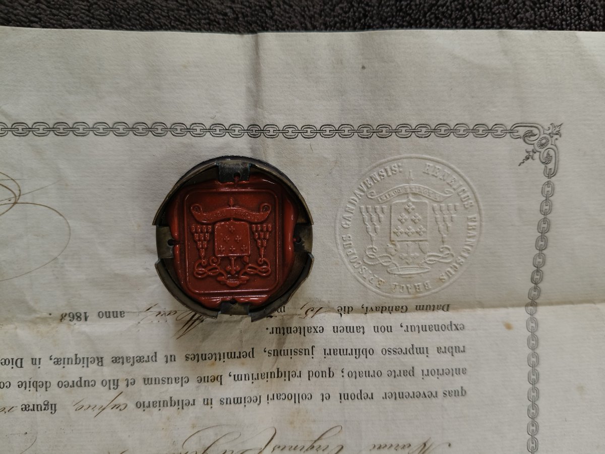19th Cent Reliquary 2nd Class Relic St Joseph + Document Coa-photo-3