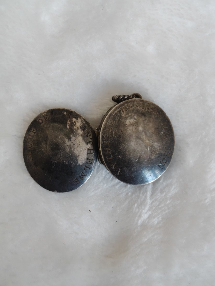 Silver Reliquary Important Relic St. Anthelm Of Belley + Wax Seal-photo-2