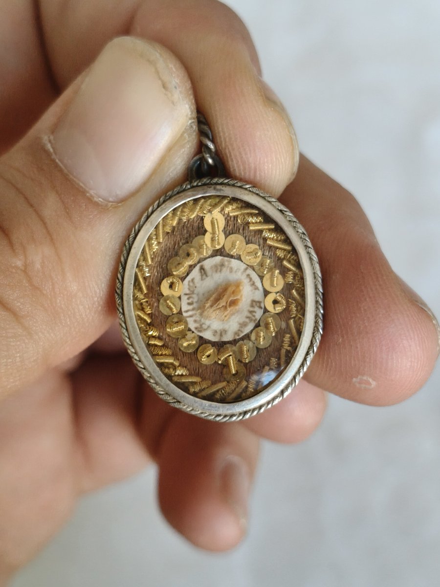 Silver Reliquary Important Relic St. Anthelm Of Belley + Wax Seal-photo-1