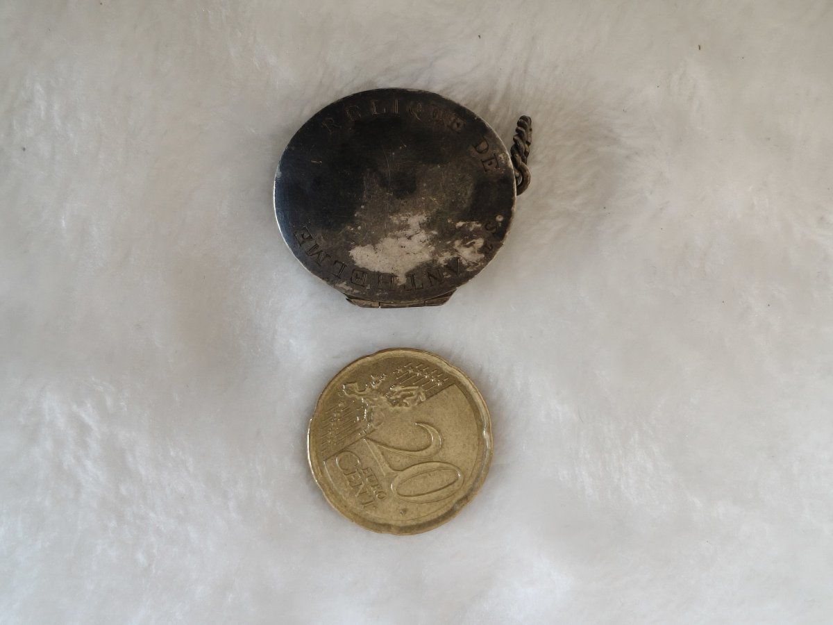 Silver Reliquary Important Relic St. Anthelm Of Belley + Wax Seal-photo-5
