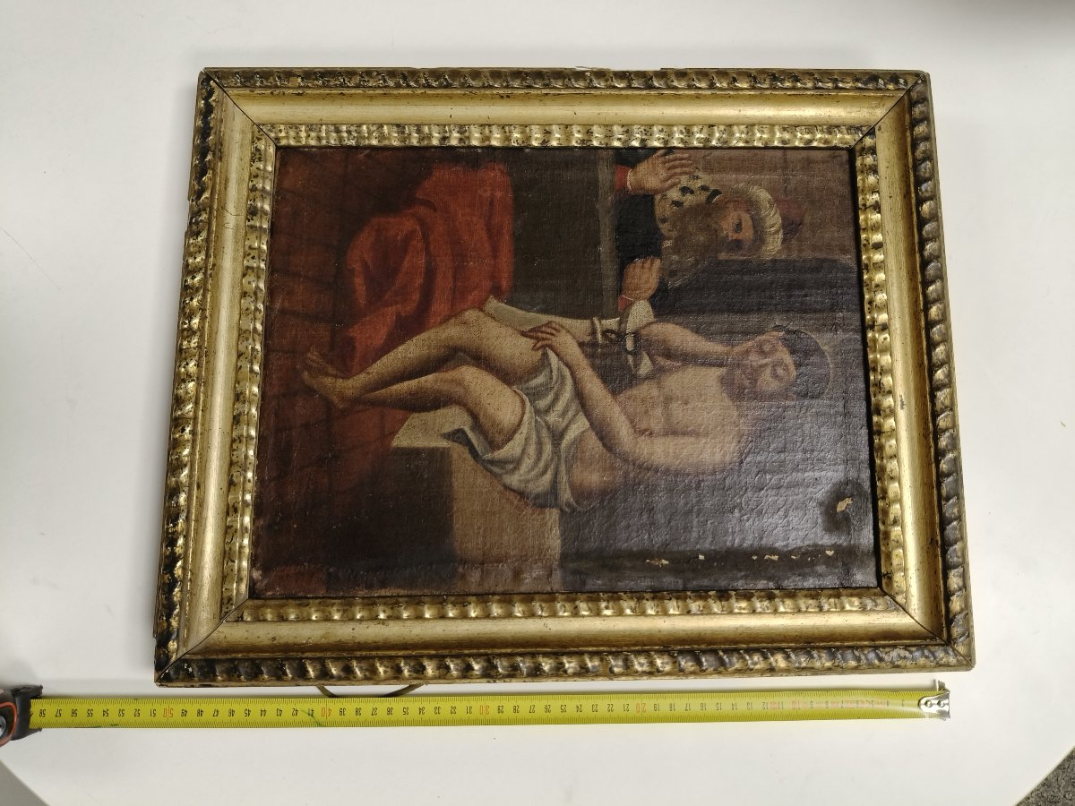 17th Century Religious Oil Painting, Christ Of Patience & Pontius Pilate, Framed-photo-4