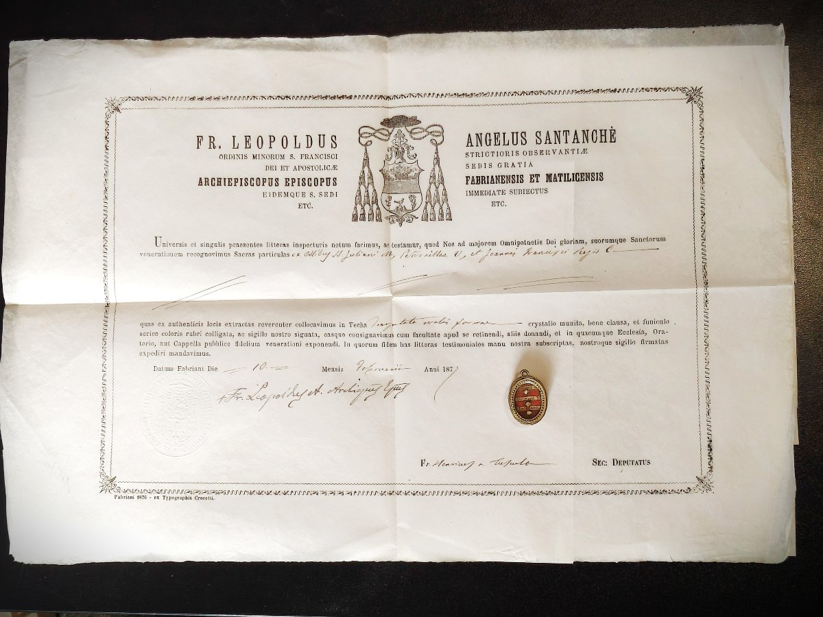 Saint Julian Saint Petronilla John Francis Regis Relic Reliquary + Document