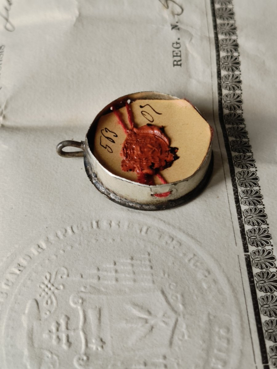 Relique du pape Saint Grégoire VII, reliquaire, sceau de cire + document 1907-photo-2