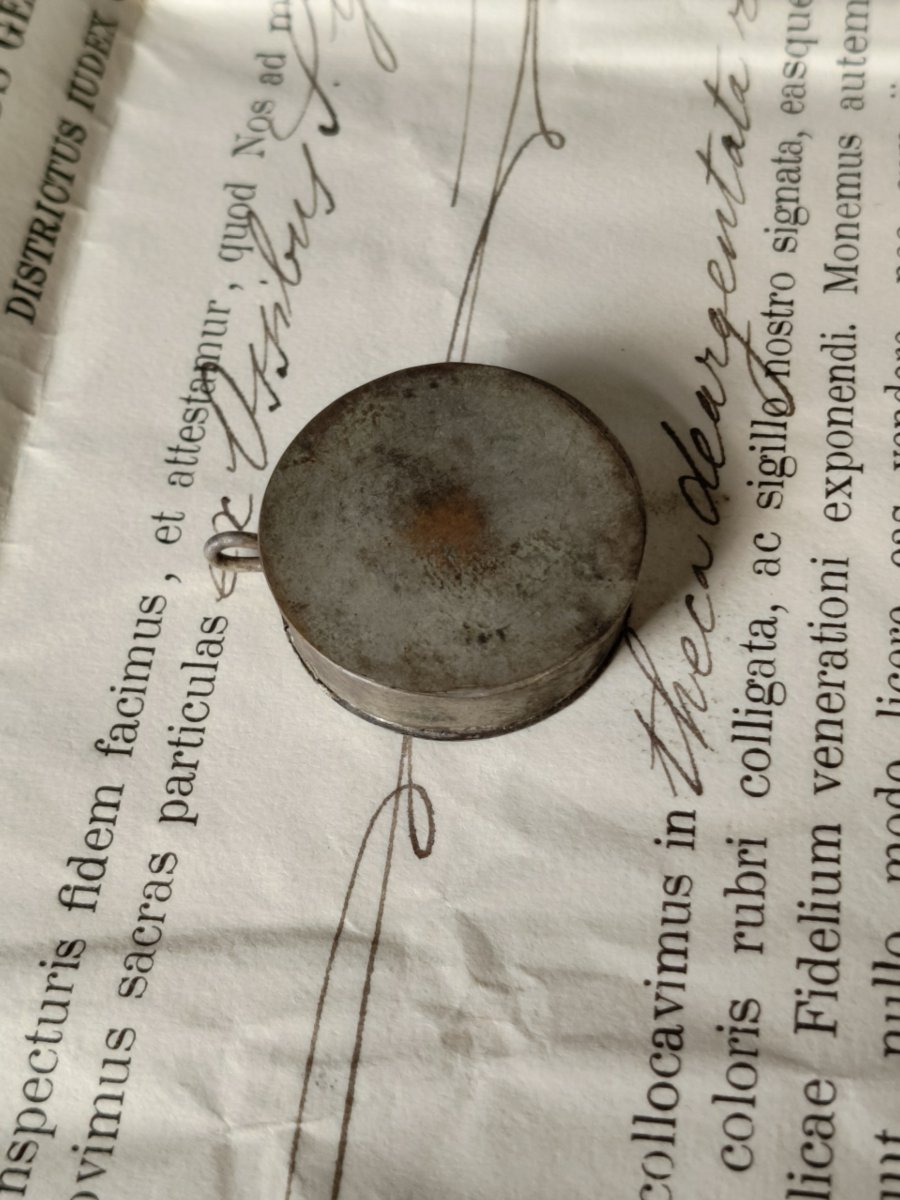 Relique du pape Saint Grégoire VII, reliquaire, sceau de cire + document 1907-photo-4