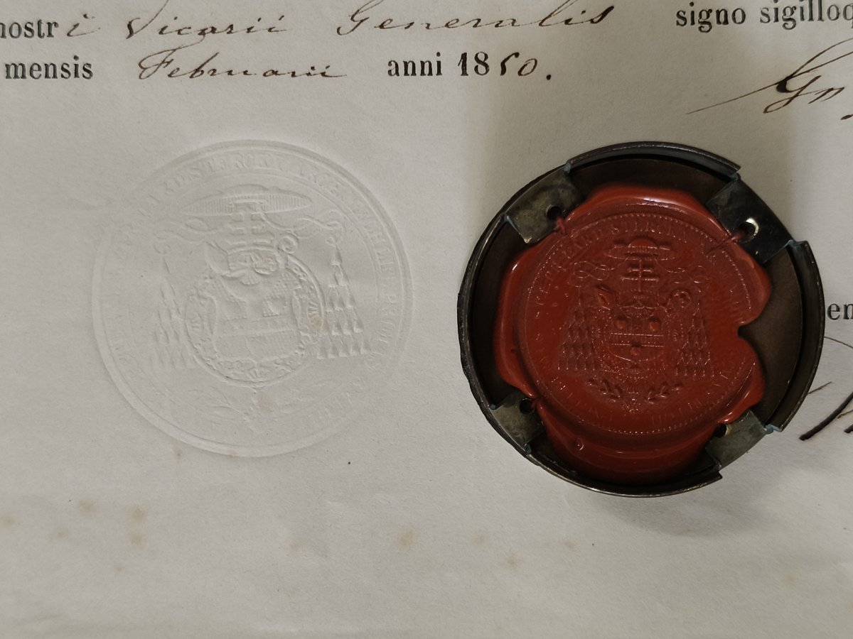 St Desiderius Martyr Relic Reliquary Wax Seal + Document. 20 Feb 1860-photo-4