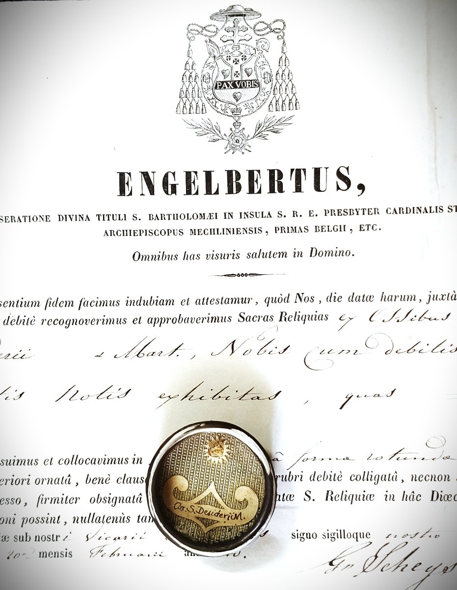 St Desiderius Martyr Relic Reliquary Wax Seal + Document. 20 Feb 1860
