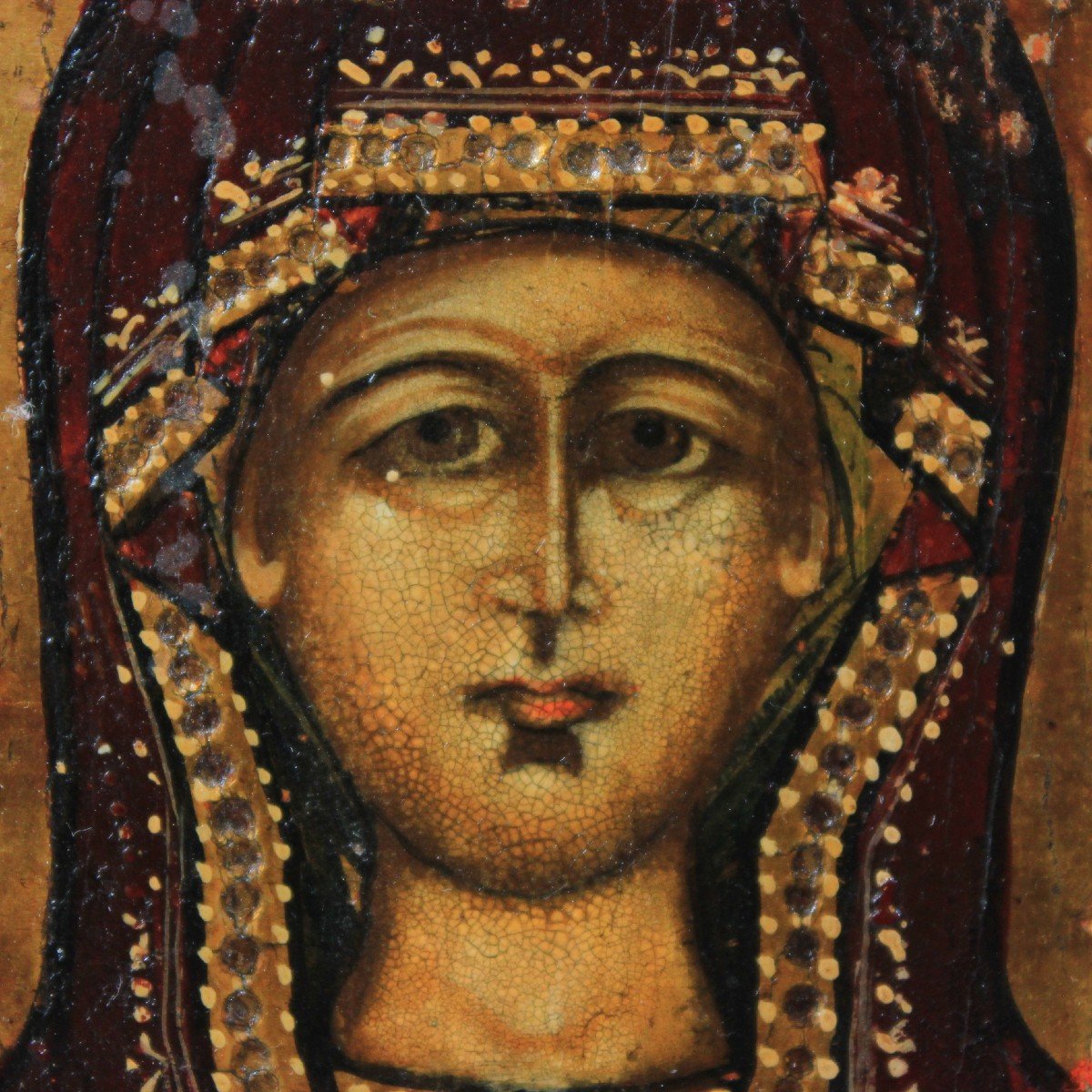 ?notre Dame Du Signe” Peinture Sainte Icône, Tempera, Russie, Année 1800 + 4 Saints-photo-3