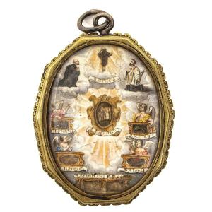 Musée XVIIIe Reliquaire 16 Reliques : Vraie Croix, St Roch, Catherine d'Alexandrie…