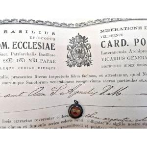 Silver Reliquary Relic St Agnes Virgin & Martyr + Coa Document