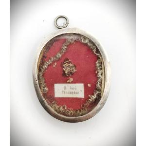 Reliquaire en argent 1ère classe B. Relique de José María Fernández Sánchez + Sceau de cire