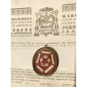 19th Cent Reliquary Relics St Margaret, St Prisca+ Document Coa