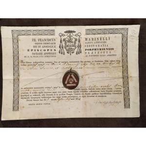 Reliquary 1st Class Relic Of  St Lucy, St Catherine+ Document Coa