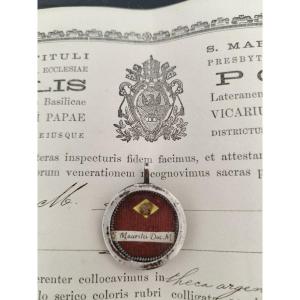Silver Reliquary 1st Class Relic St. Mauritius + Document Coa