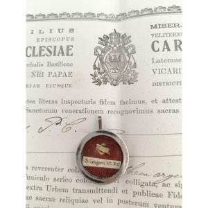 Silver Reliquary 1st Class Relic St. Gregory + Document Coa