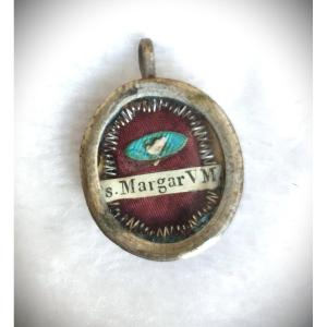 Reliquary Important Relic St. Margaret Of Antioch + Wax Seal 19th Cent.