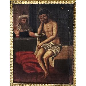 17th Century Religious Oil Painting, Christ Of Patience & Pontius Pilate, Framed
