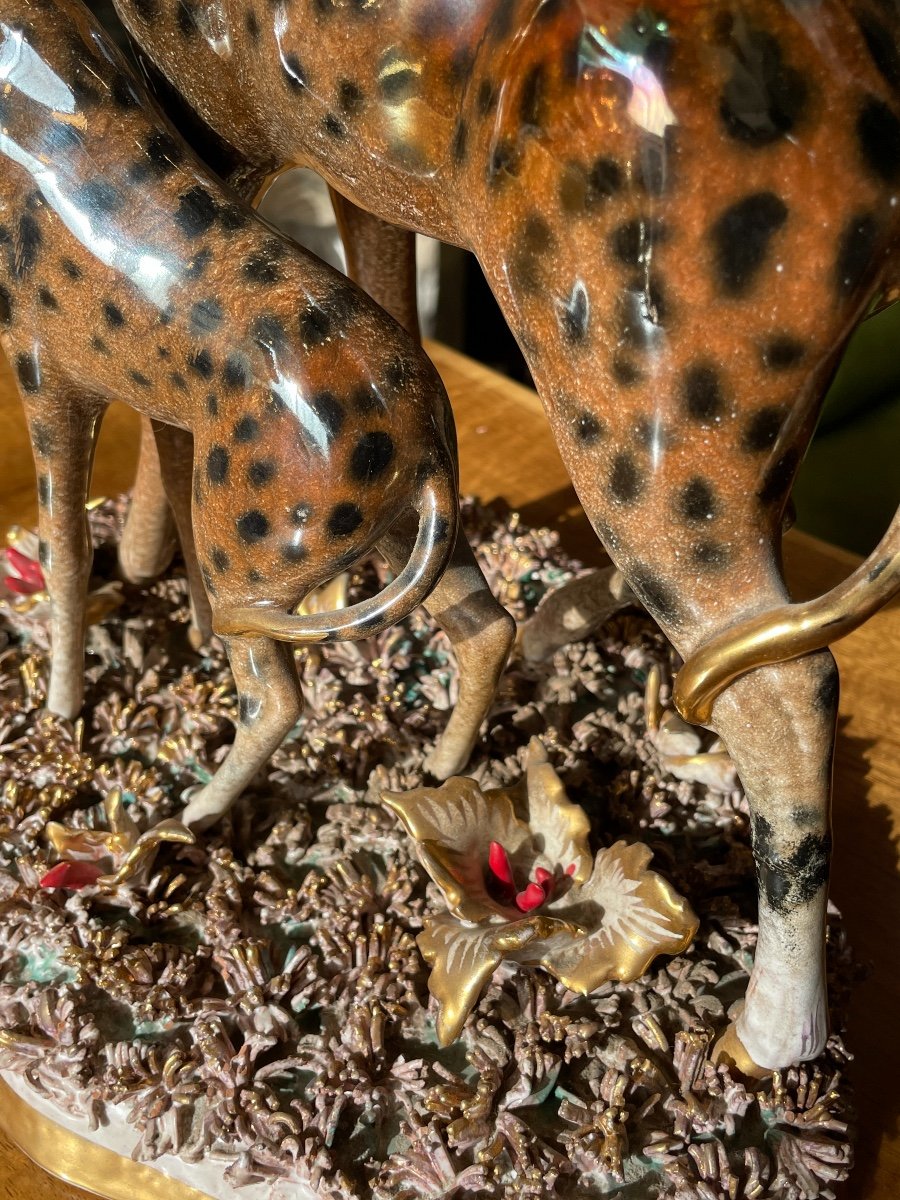 Mica (manifattura Italiana Ceramica Artistica) - Girafe Et Girafon En Faïence Lustrée. -photo-6