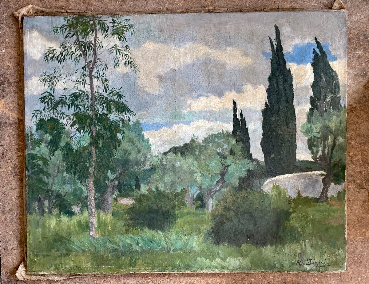 Henry Déziré - Landscape With Cypresses.-photo-1