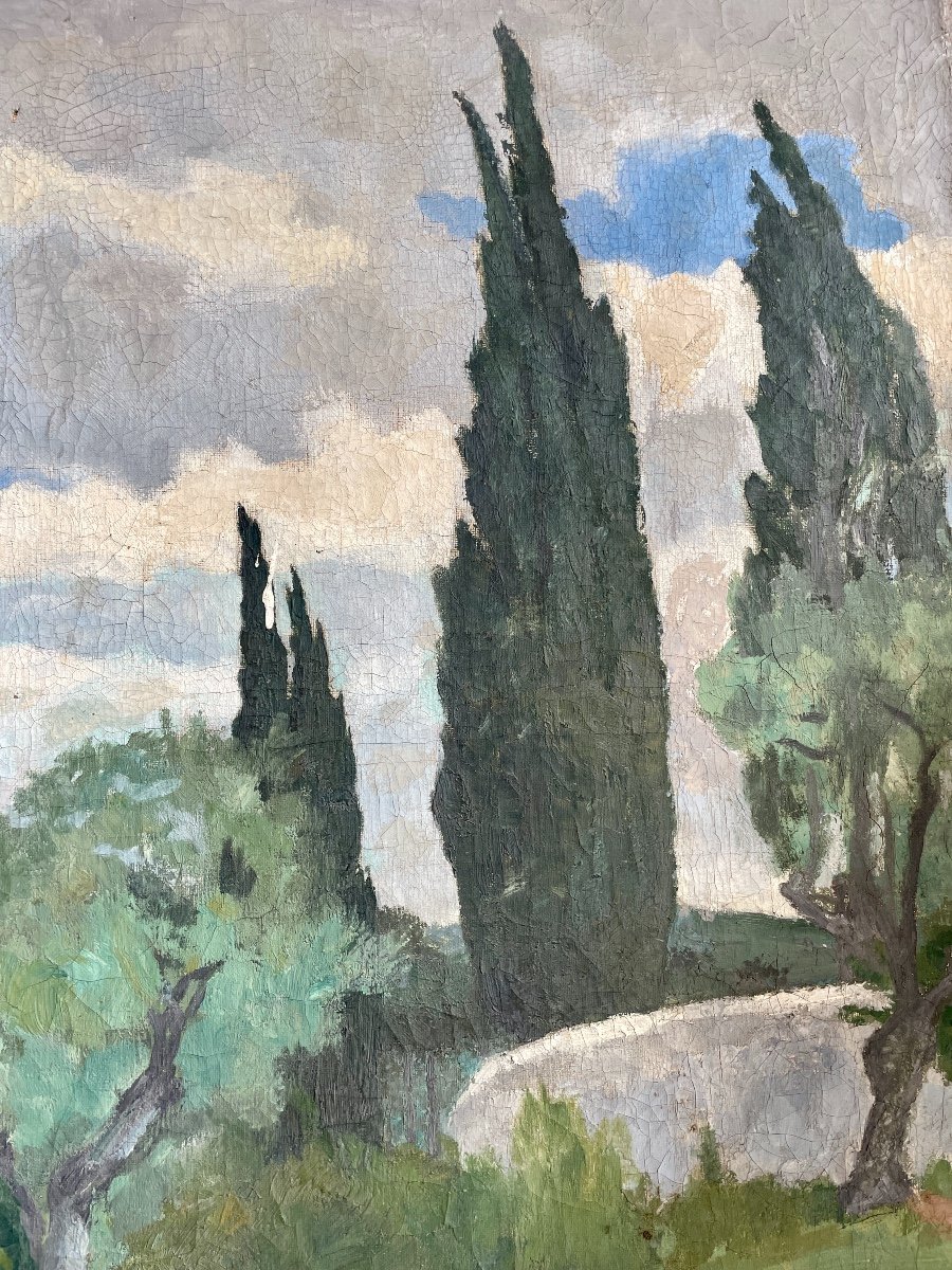 Henry Déziré - Landscape With Cypresses.-photo-3